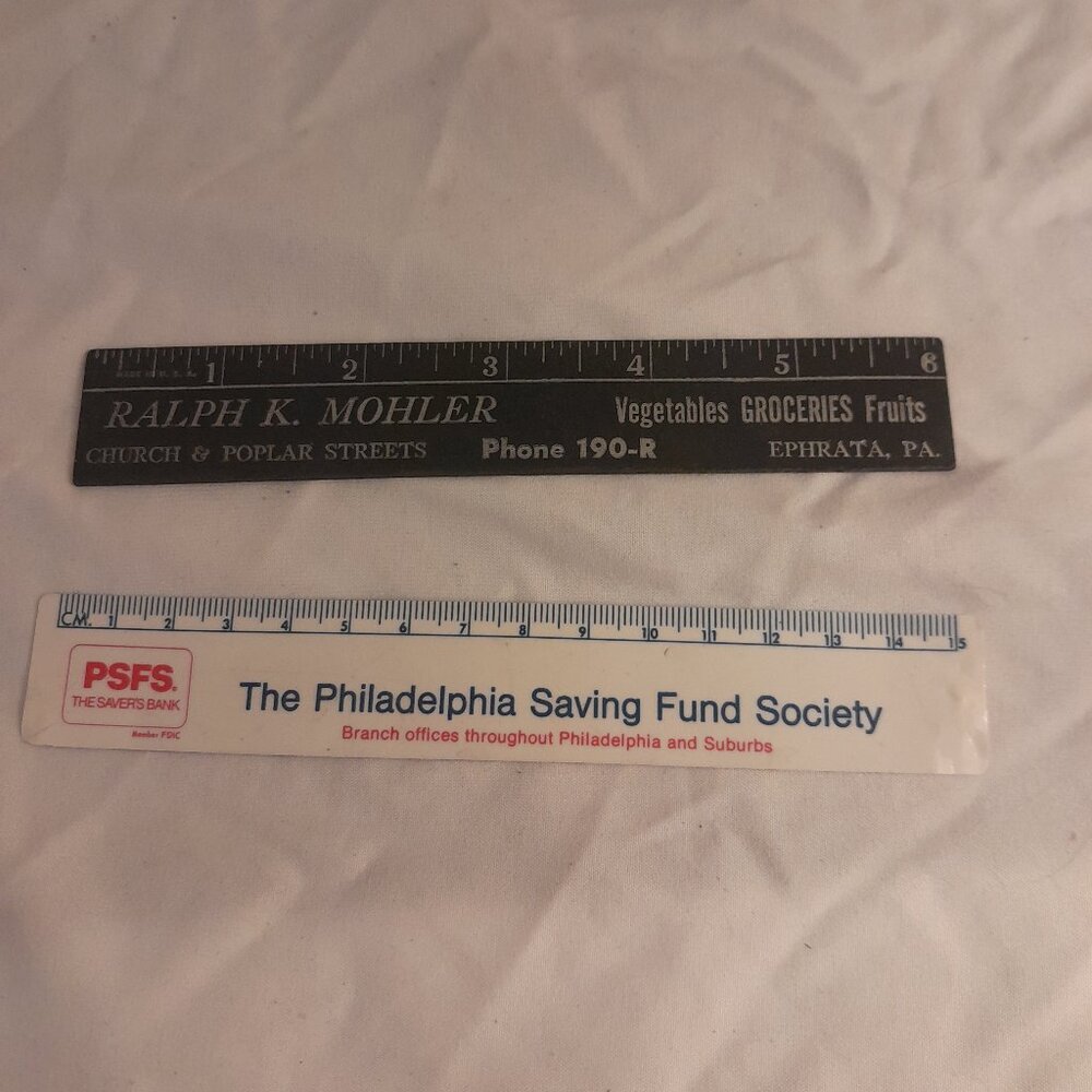 Set of 2 Vintage Retro 1960's 1970's Pennsylvania PA Collectible Plastic Rulers